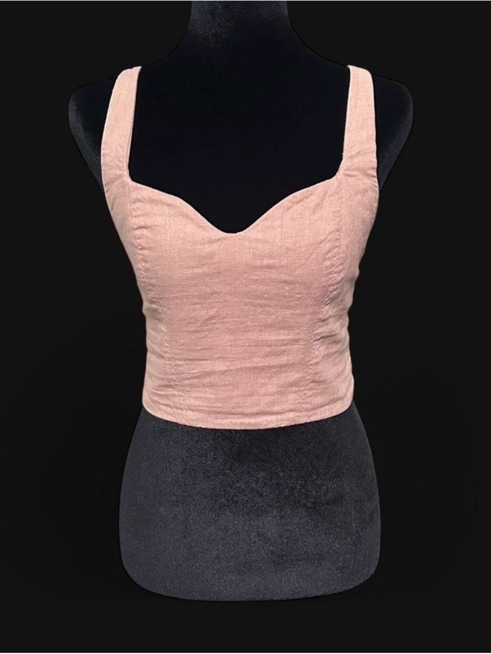 Abercrombie & Fitch Tan Linen-Blend Corset Tank